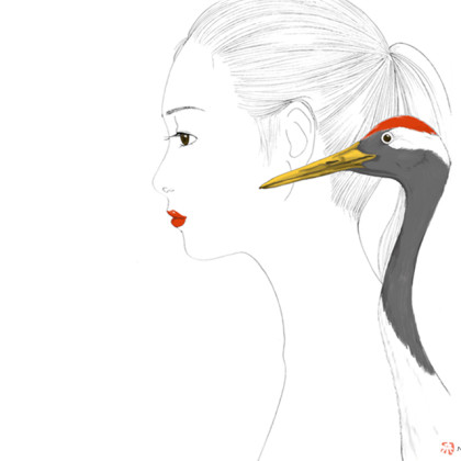 美人さんと鶴